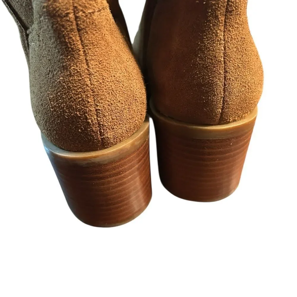 Steve Madden Pull Slip on Brown/Tan Suede Leather Mid-Ankle Boots(Size 6M)